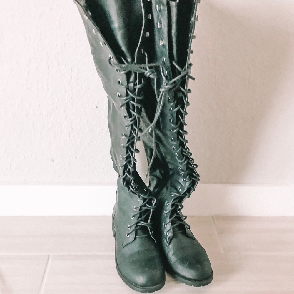 Knee high combat boots